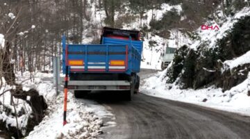 Ordu da araçlar, buz tutan yolda kaldı, gölet dondu